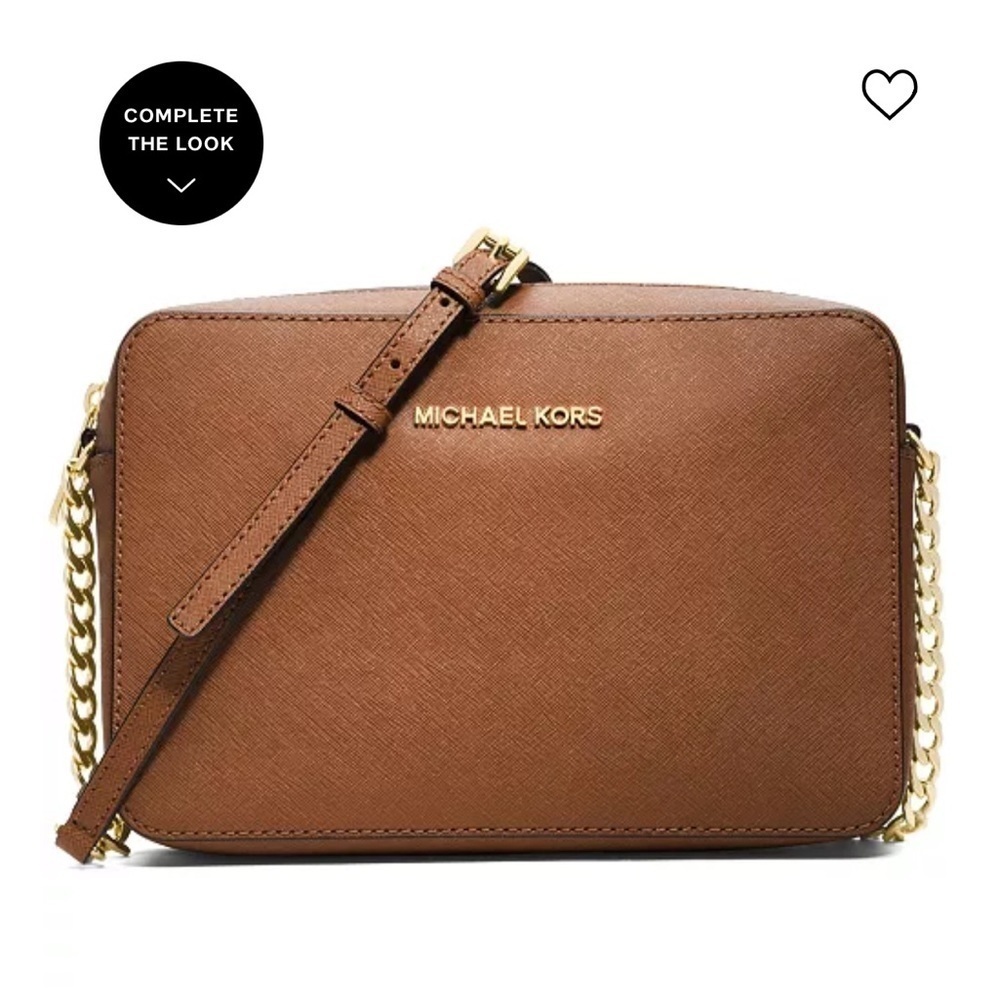Michael Kors Jet Set Large Saffiano Leather Crossbody Bag in Luggage NWT - Picture 3 of 9